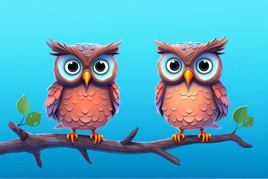 cartoon tail of a pair of owls 