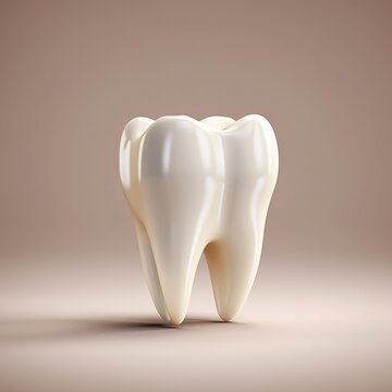 A white tooth on a brown background. Digital image.