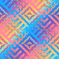 Geometric abstract triangles pattern. Aztec style. Seamless vector image.