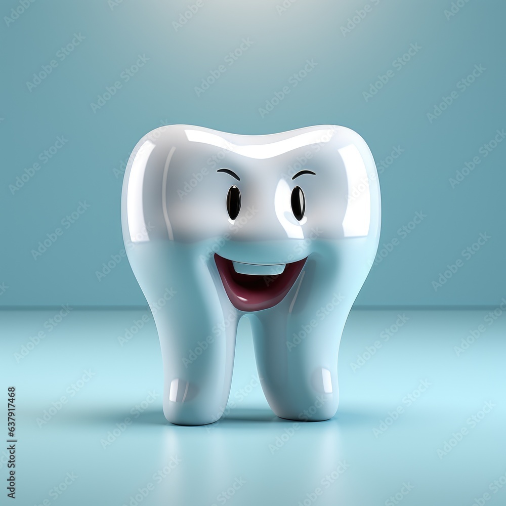 Poster A tooth with a smile on it's face. Digital image.