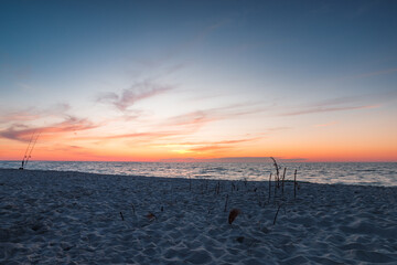 sunset over the baltic sea in poland