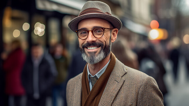 A man with a charismatic smile that radiates warmth and positivity his attire reflecting a sense of sophistication creating an engaging and inviting presence. 