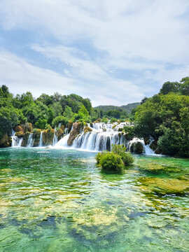 Gorgeous summer view of Krka National Park, Roski Slap location, Croatia, Europe. Beautiful world of Mediterranean countries. Traveling concept background.