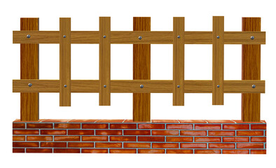 wooden fence The white background can be isolated for a scene illustration. design and decoration