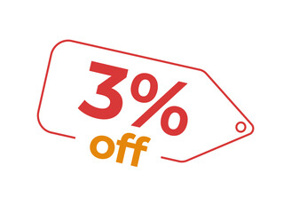 3, 3%, 3% OFF, 3% de desconto, Desconto OFF, Promoção, etiqueta de desconto, etiqueta de preço