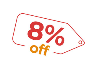 8, 8%, 8% OFF, 8% de desconto, Desconto OFF, Promoção, etiqueta de desconto, etiqueta de preço