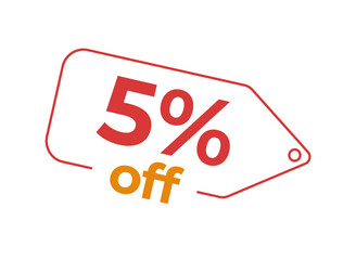 5, 5%, 5% OFF, 5% de desconto, Desconto OFF, Promoção, etiqueta de desconto, etiqueta de preço