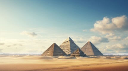 Fototapeta na wymiar Pyramids in the desert. Beautiful illustration picture. Generative AI