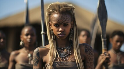 Obraz premium People from african tribe. Beautiful illustration picture. Generative AI