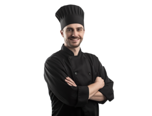  Cheerful chef in black, cut out