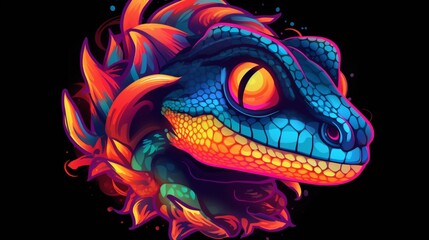 a hip colorful Newt head design with a futuristic feel.Generative AI