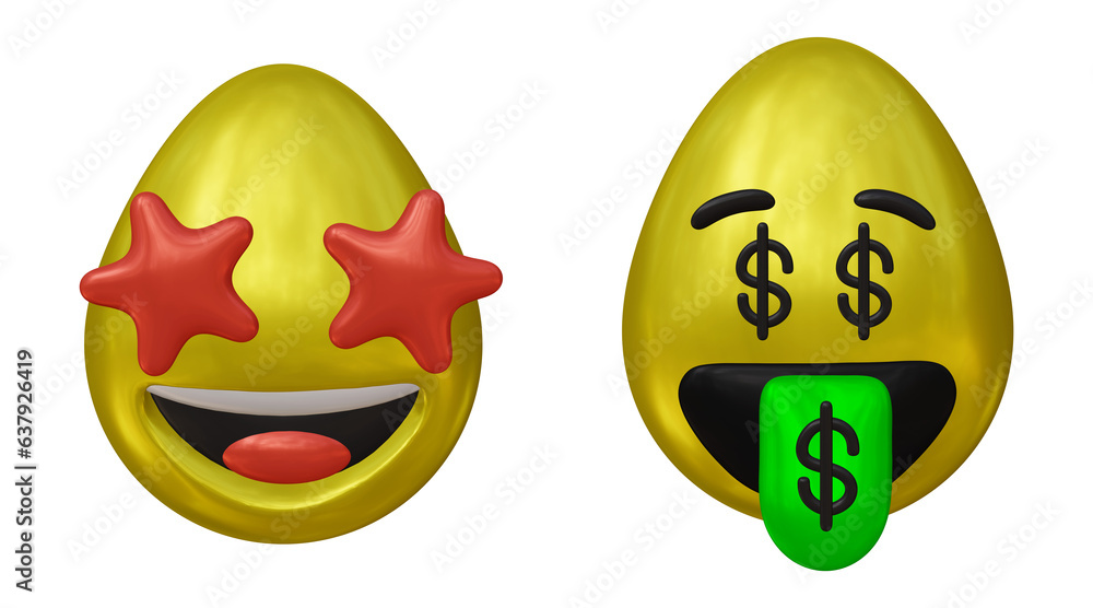 Poster set of emoji or emoticon in 3d rendering isolated on transparent background for facial expression an