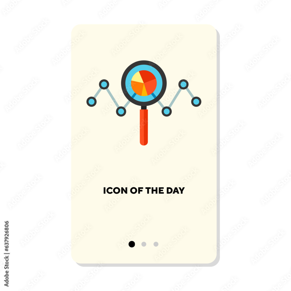 Poster data research and study flat icon. information, study, report isolated vector. analyzing and statist