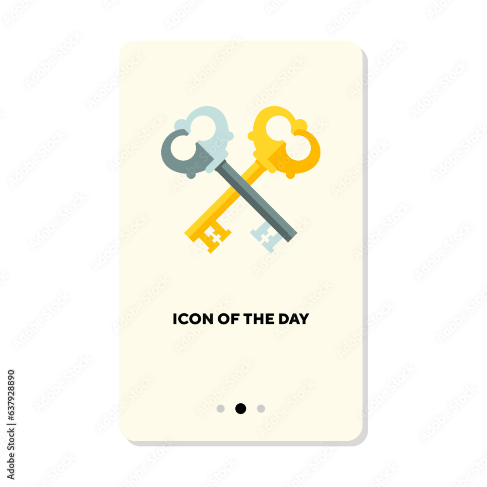 Poster pair of keys flat icon. lock, house, safe isolated vector. owning and locking concept. vector illust