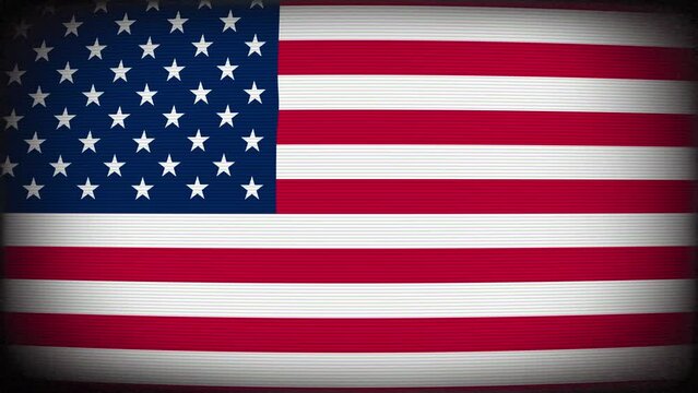 retro tv lines american flag America distortion vintage video background loop motion looping USA holiday