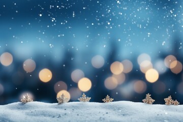 Winter blurred background like copy space with beautiful bokeh. Merry christmas and happy new year concept