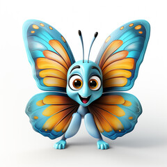 A cute 3d cartoon butterfly