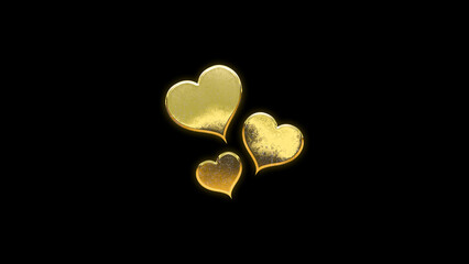 Heart shape symbols icons gold golden