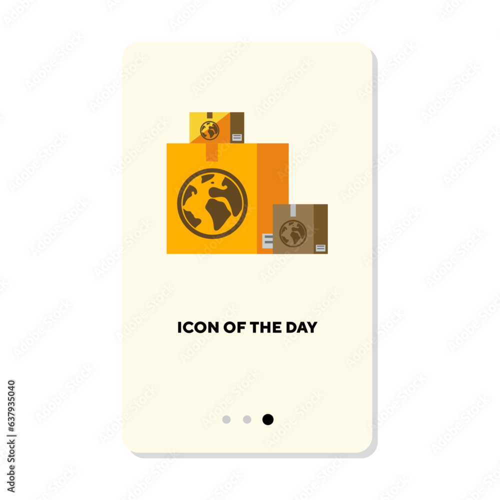 Poster boxes for delivery flat icon. tracking, loading, post isolated vector. delivery and technology conce