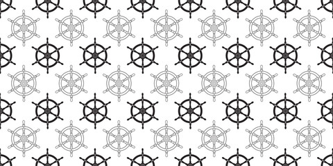 black white ship wheel seamless pattern © Sutana