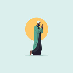 hindu man praying, vector illustration