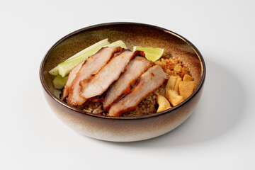Red Pork and Crispy Pork on Rice
