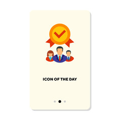 Busy people working together flat vector icon. Suit, corporate, success isolated sign. Teamwork and communication concept. Vector illustration symbol elements for web design and apps
