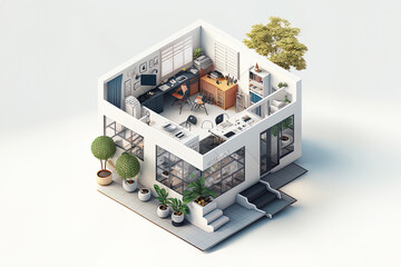 Adorable Isometric Office Room