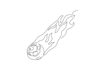 One continuous line drawing of Planets, stars, asteroids, and comets in outer space. Galaxy concept. Doodle vector illustration in simple linear style. 