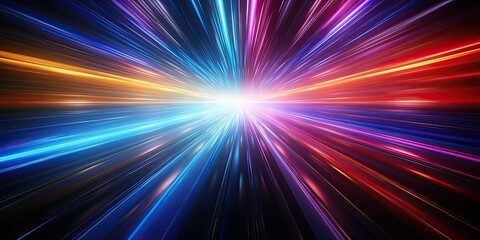 Abstract rainbow multicolor background, iridescent spectrum rays on dark