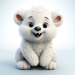 A cute 3d cartoon white bear
