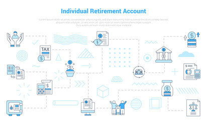 ira individual retirement account concept with icon set template banner with modern blue color style