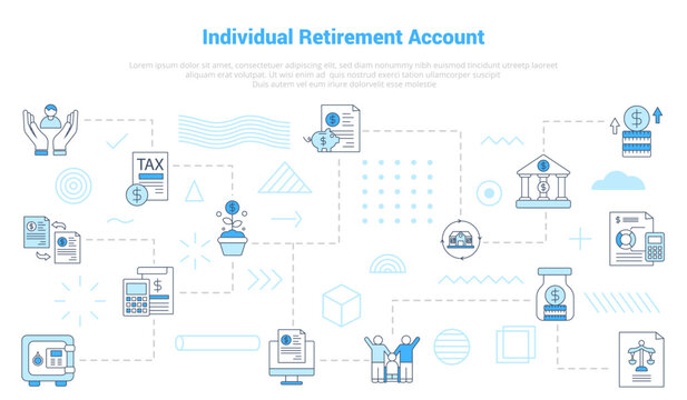 ira individual retirement account concept with icon set template banner with modern blue color style