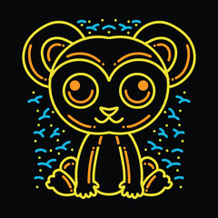 Premium Monoline Colorful Cute Monkey Vector Graphic Design illustration Vintage style Emblem Symbol and Icon