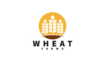 Wheat grain logo design vector. Grain wheat field logo concept  agriculture wheat logo template © zuriya