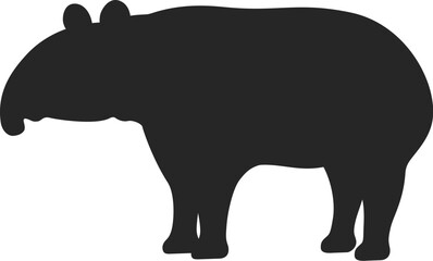 マレーバクのシルエットのイラスト