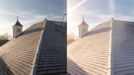 Before and after roof maintenance - obrazy, fototapety, plakaty