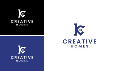 creative home location with letter K house logo vector