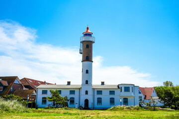 Fototapeta na wymiar Timmendorf lighthouse on the island of Poel on the Baltic Sea. View of the building. 