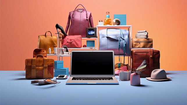 Cyber Monday online shopping, products on show for sales promotion.