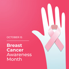 Obraz premium Breast cancer awareness month design template good for celebration. pink ribbon design template. vector eps 10. flat design.