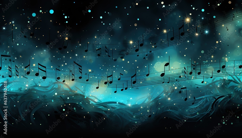 Poster sound waves oscillating with the glow of light, abstract technology background