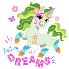 Cute cartoon character happy unicorn vector illustration 15