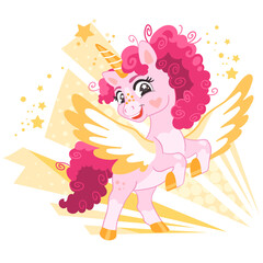 Obraz na płótnie Canvas Cute cartoon character happy unicorn vector illustration 20
