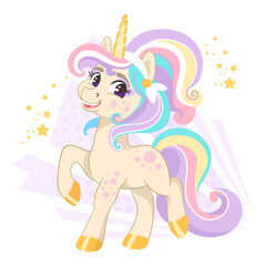 Cute cartoon character happy unicorn vector illustration 21