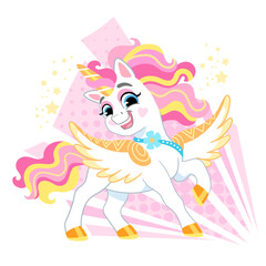 Cute cartoon character happy unicorn vector illustration 19