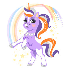 Cute cartoon character happy unicorn vector illustration 16