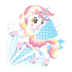Cute cartoon character happy unicorn vector illustration 18