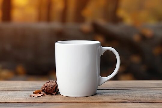 White blank mug mockup photo realistic illustration - Generative AI.