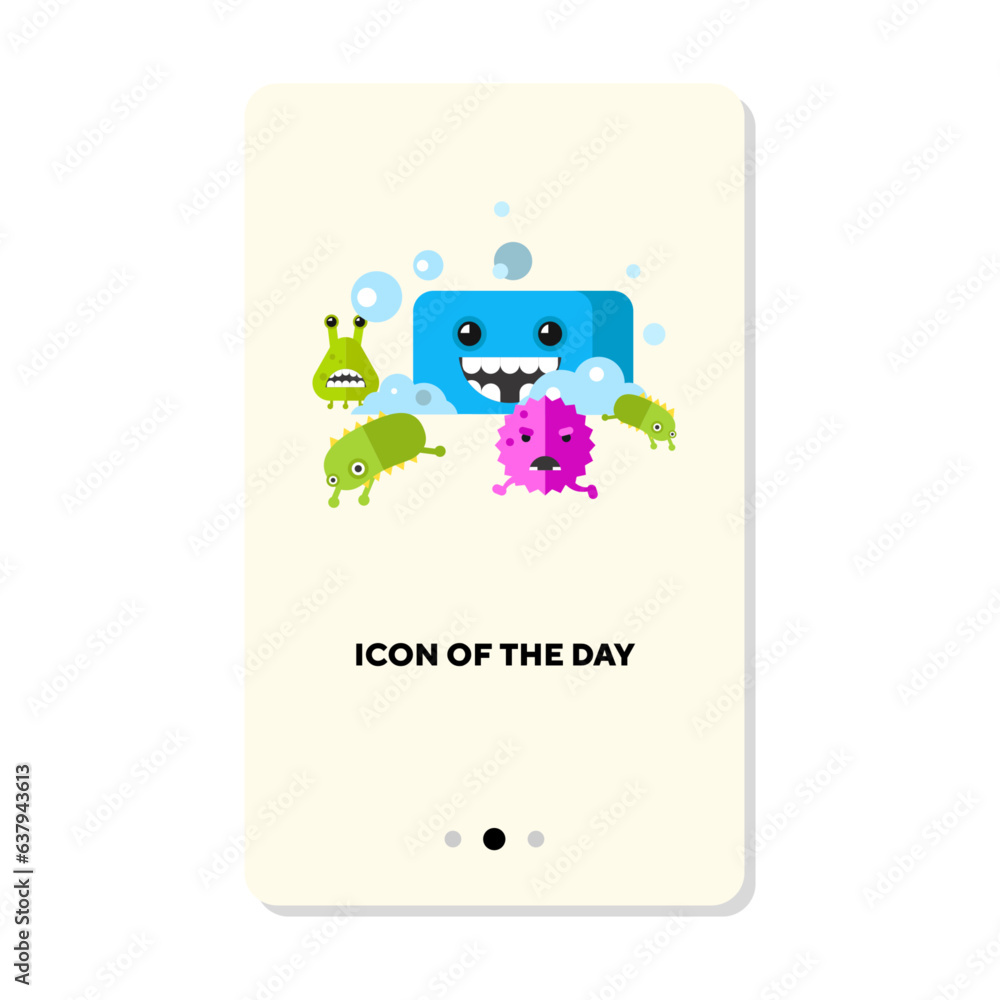 Aufkleber bacteria flat vector icon. colorful microorganisms running from soap isolated sign. concept. vector 